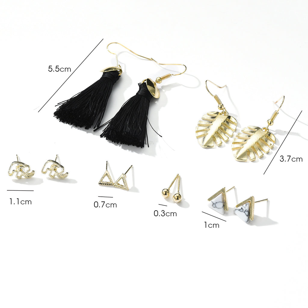 Pearl zircon earrings set