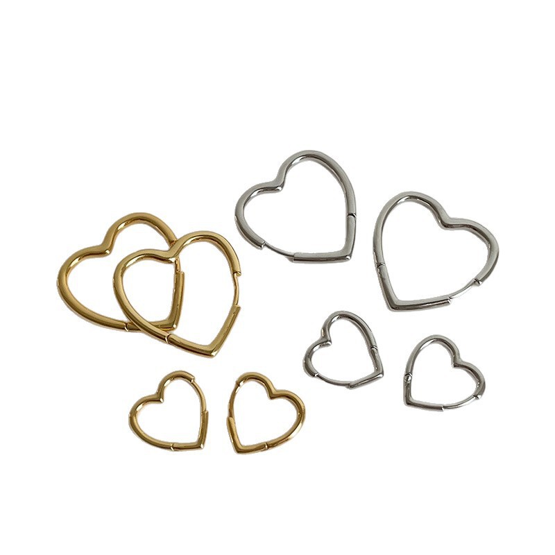 Versatile Plain Hoop Heart Earrings