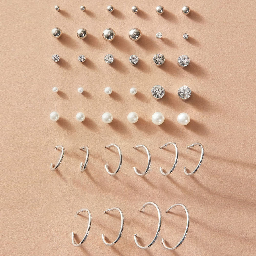 Pearl zircon earrings set