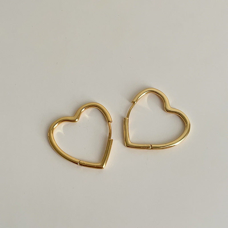 Versatile Plain Hoop Heart Earrings