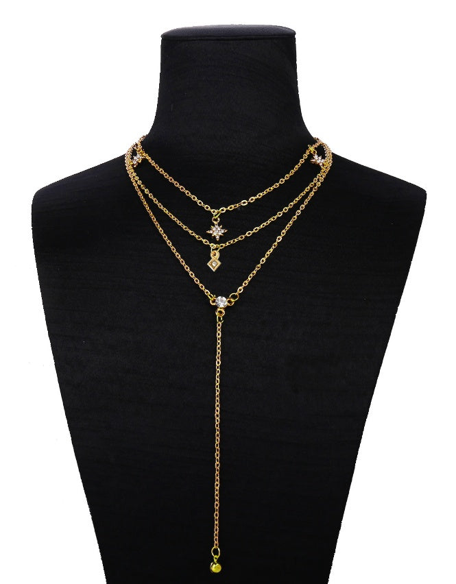 Moon Star Necklace Multilayer Necklace Set Sweater Chain