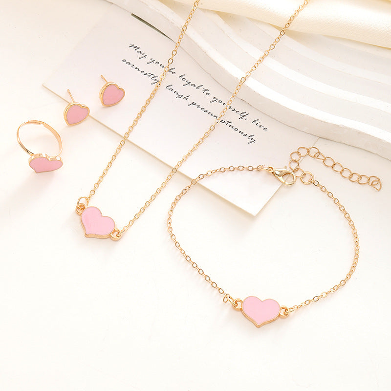 Women's Fashion Necklace Suit Heart Jewelry Set