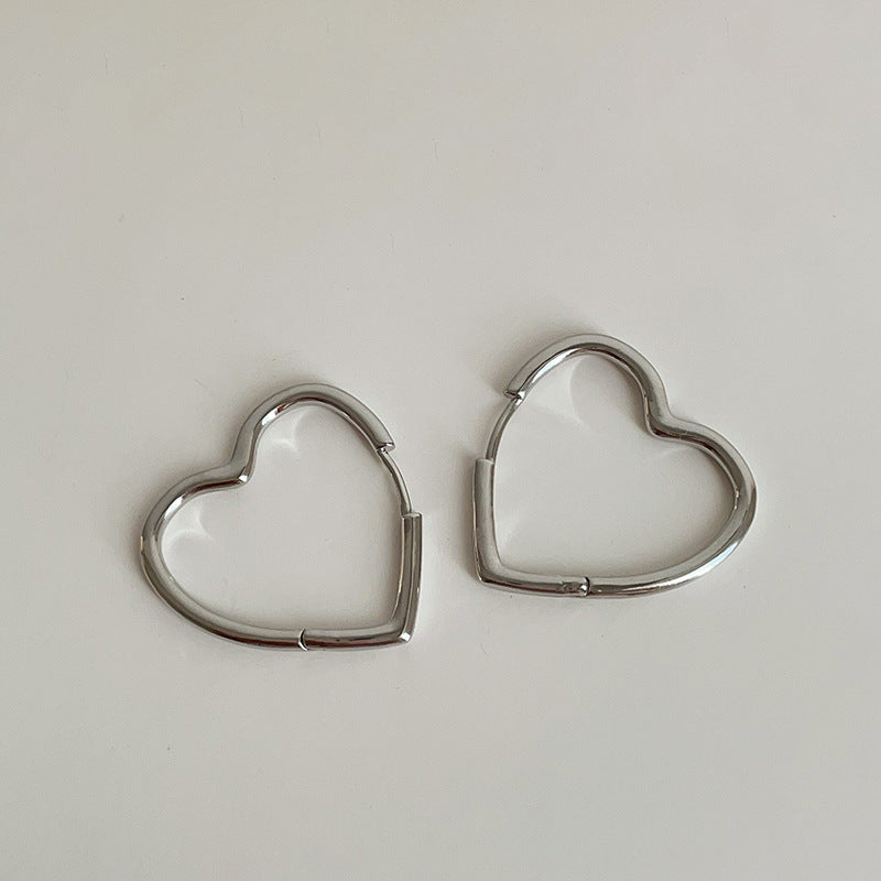 Versatile Plain Hoop Heart Earrings
