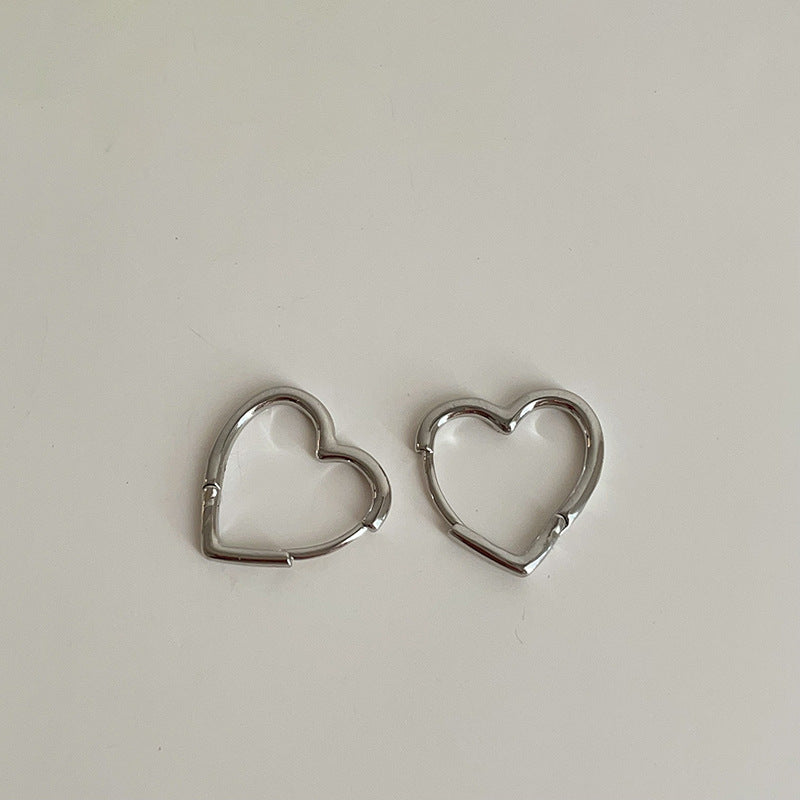 Versatile Plain Hoop Heart Earrings