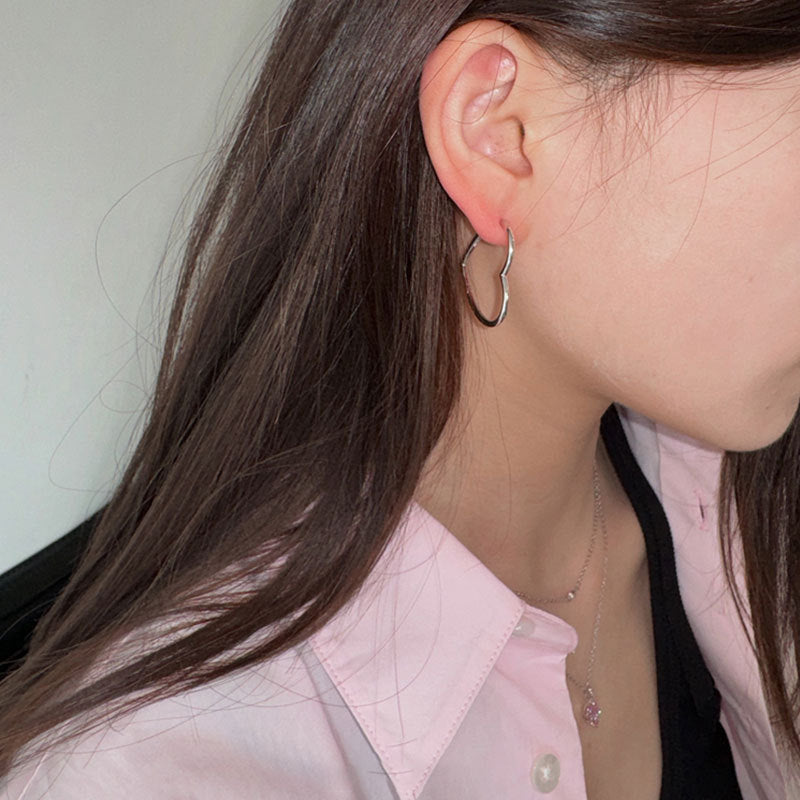 Versatile Plain Hoop Heart Earrings