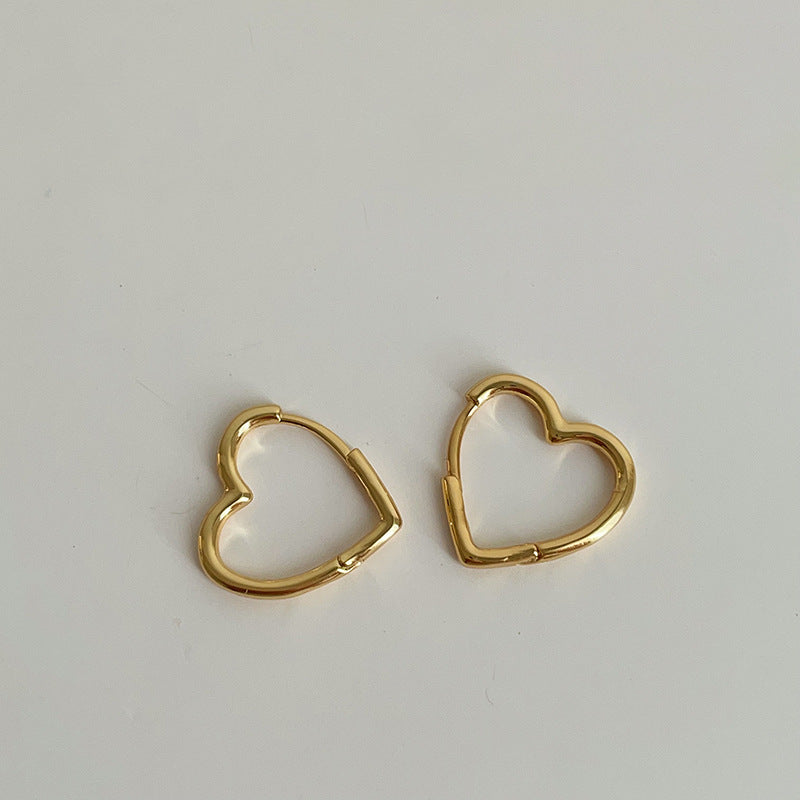 Versatile Plain Hoop Heart Earrings