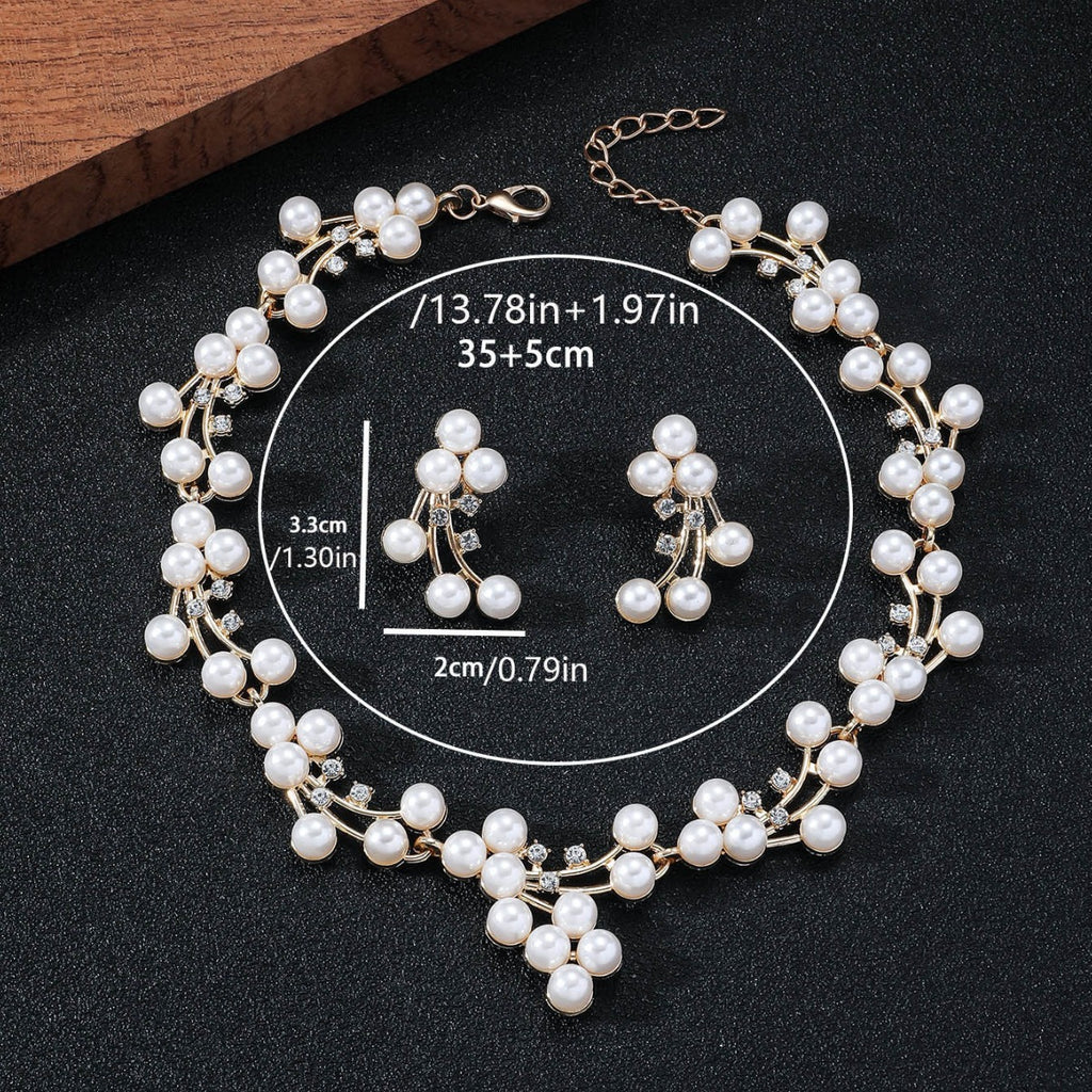 Alloy Pearl Earring And Necklace Jewelry Set