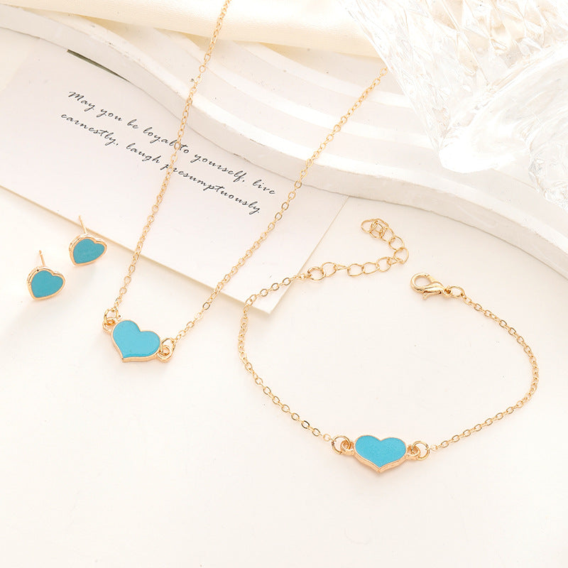 Women's Fashion Necklace Suit Heart Jewelry Set
