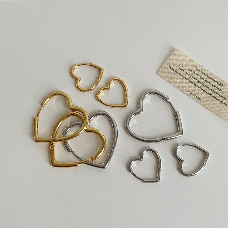 Versatile Plain Hoop Heart Earrings